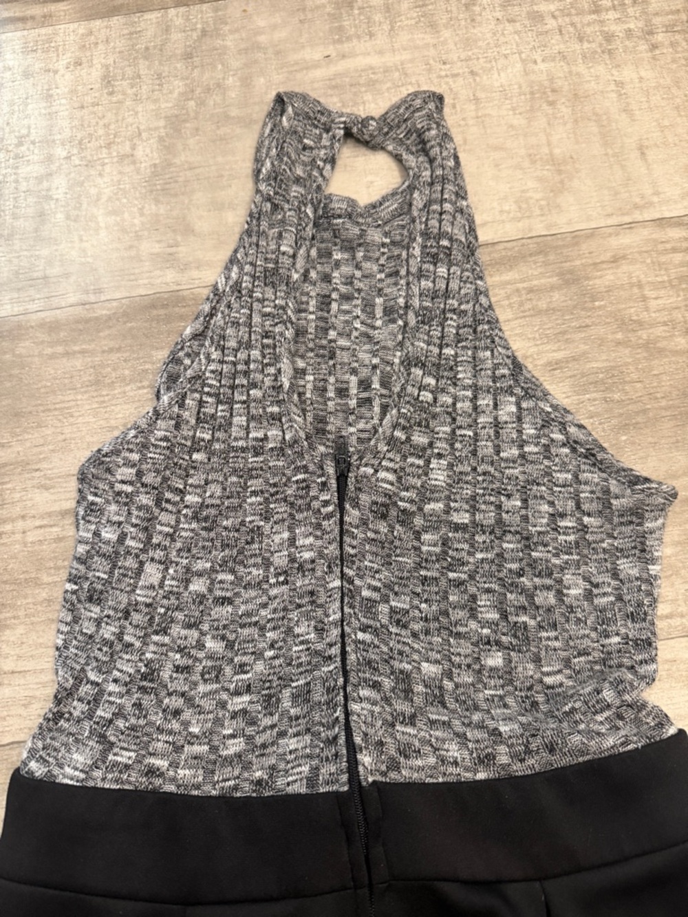 Womens Black Flared Skirt with Gray Knit Waist - Picture 2 of 3